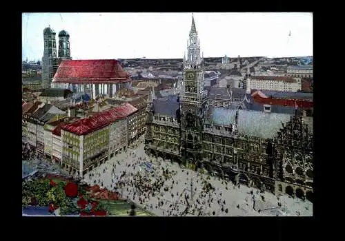 München, am Marienplatz, AZET-Color Silberkarte - 414365