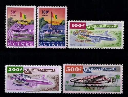 Guinea, MiNr. 49-53, Flugzeug, postfrisch - 611827