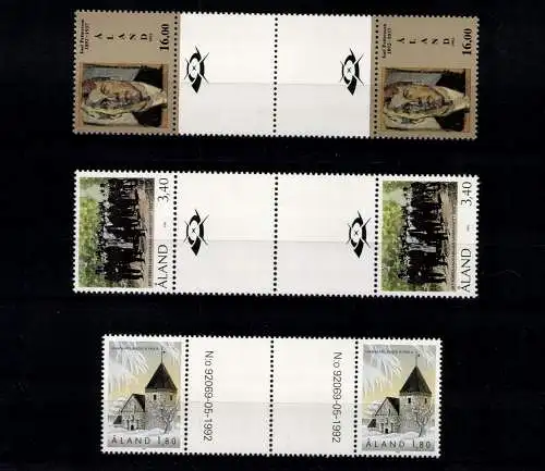 Aland, 6 Zwischenstegpaare aus 1992, postfrisch / MNH - 610832