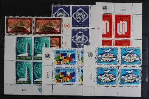 UNO Genf, MiNr. 9-14, Jhg. 1970, VB, verschiedene Ecken, postfrisch - 620790