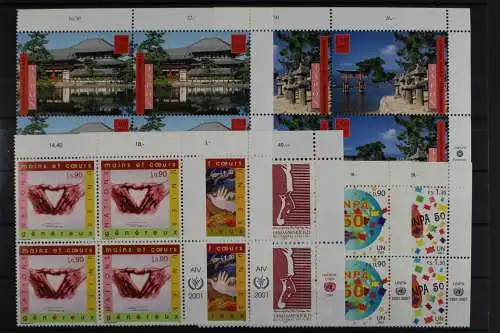 UNO Genf, MiNr. 413-416, 423-425, VB, Ecken re. oben, postfrisch / MNH - 621479