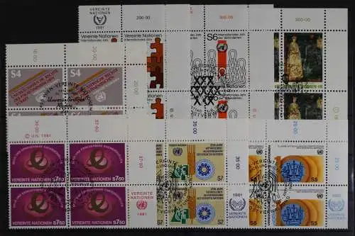 UNO Wien, MiNr. 16-22, Jahrgang 1981, Viererblöcke, ESST - 620646