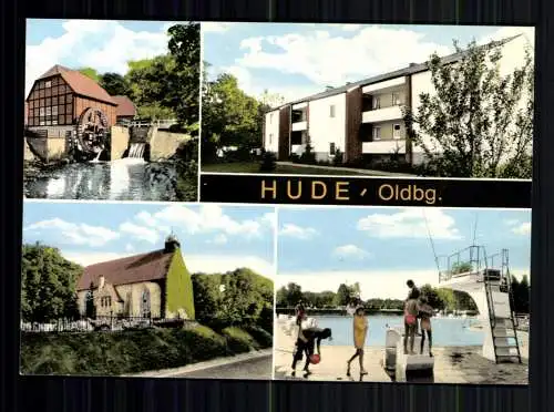 Hude, 4 Ansichten u. a. Freibad, Wassermühle - 417161