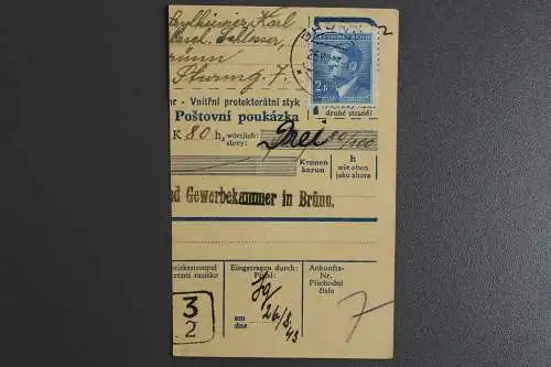 Böhmen & Mähren, MiNr. 99 auf Paketkartenabschnitt - 510724