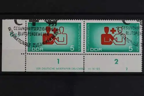 DDR, MiNr. 1207, waagerechtes Paar, Ecke links unten, DV 2, gestempelt - 628533