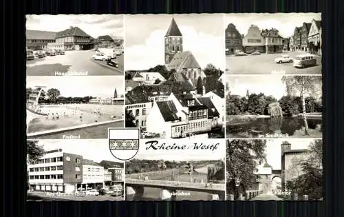 Rheine / Westf., 8 Ansichten u. a. Blick auf St. Dionys, Bahnhof, Wappen - 416811