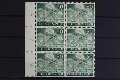 Deut. Reich, MiNr. 840, 6er Block, li. Rand mit DZ 1, postfrisch - 625575