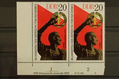 DDR, MiNr. 2039, waag. Paar, Ecke li. unten, DV II, postfrisch - 629441