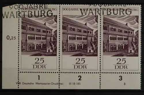 DDR, MiNr. 1235, Dreierstreifen, Ecke links unten, DV 3, gestempelt - 628529