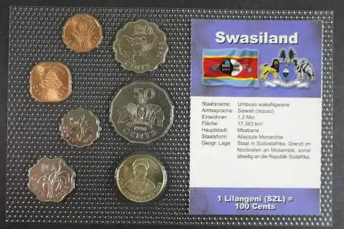 Swasiland, BTN-Kursmünzensatz verschiedene JG, 7 Münzen - 801206