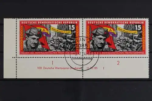 DDR, MiNr. 1198, waagerechtes Paar, Ecke links unten, DV I, gestempelt - 628537