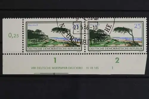 DDR, MiNr. 1182, waagerechtes Paar, Ecke links unten, DV 1, gestempelt - 628541