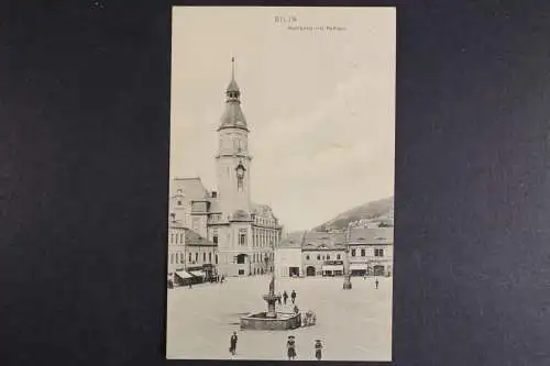 Bilin/Sudeten, Marktplatz mit Rathaus - 418946