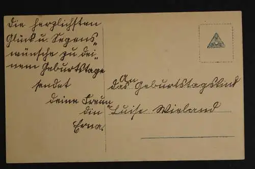 Glückwunsch zum Geburtstag, zwei Kinder mit Blumen u. Geschenke - 419350