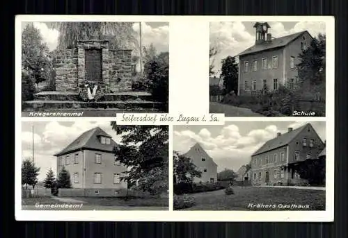 Seifersdorf, über Lugau, Landpoststempel, Schule, Krähers Gasthaus - 419443