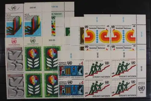 UNO Wien, MiNr. 7 RZf-15, Jg. 1980, o. Bl, 4er Blöcke, postfrisch - 635655