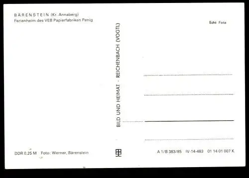 Bärenstein, Kr. Annaberg, Ferienheim des VEB Papierfabriken Penig - 420670