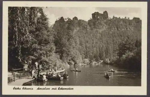 Rathen, sächs. Schweiz, Amselsee mit Lokomotive - 410326