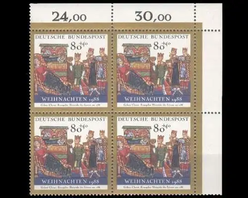 Deutschland (BRD), MiNr. 1396, 4er Block, Ecke re. oben, postfrisch - 51335