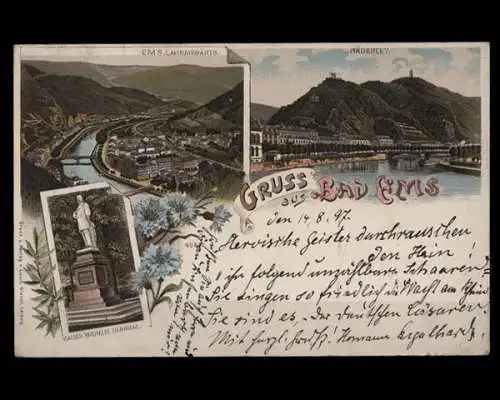 Bad Ems, Lahnabwärts, Bäderley, Kaiser Wilhelm Denkmal - 400044