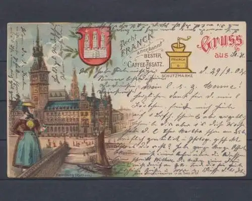 Hamburg, Rathaus, Karte mit Wappen - 401456