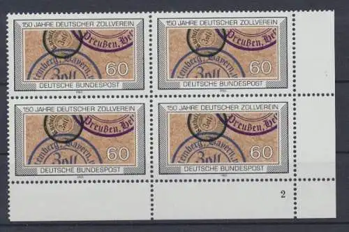 Deutschland, MiNr. 1195, 4er Block Ecke re. u., FN 2, postfrisch - 60189