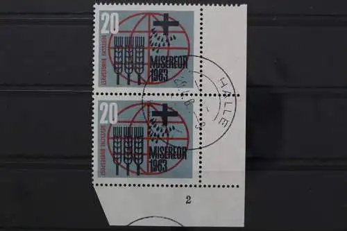 Deutschland, MiNr. 391, senkr. Paar, Ecke re. unten, FN 2, gestempelt - 645122