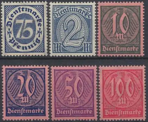 Deutsches Reich Dienstmarken, MiNr. 69-74 X, postfrisch - 690930