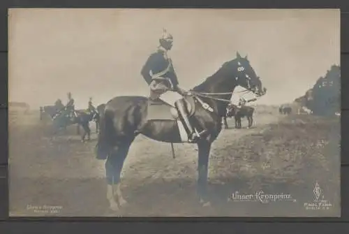 Unser Kronprinz mit Pickelhaube, auf Pferd - 413454