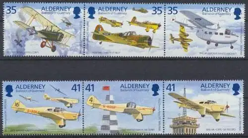 Alderney, Flugzeuge, MiNr. 83-88, 2 Dreierstreifen, postfrisch - 690426