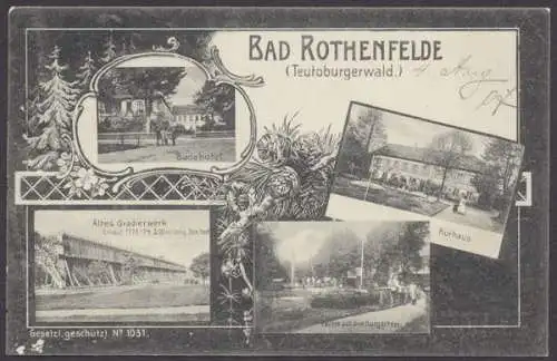 Bad Rothenfelde (Teutoburgerwald), Badehotel, Kurhaus, altes Gradierwerk, Kurgarten - 404301