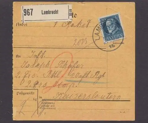 Bayern, Michel Nr. 97 I, Paketkarte - 500652