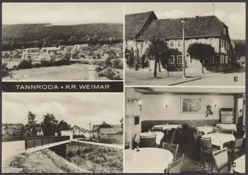 Tannroda Kr. Weimar, Blick von der Burg zum Weinberg, Ilmbrücke, Konsum-Gaststätte "Ratskeller" - 410572