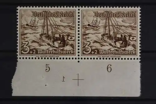 Deutsches Reich, MiNr. 651, waag. Paar, UR m. Plattennr. 1, postfrisch - 624604