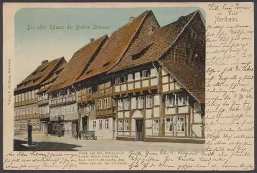 Northeim, die alten Häuser der Breiten Strasse, Karte mit Vers - 411178