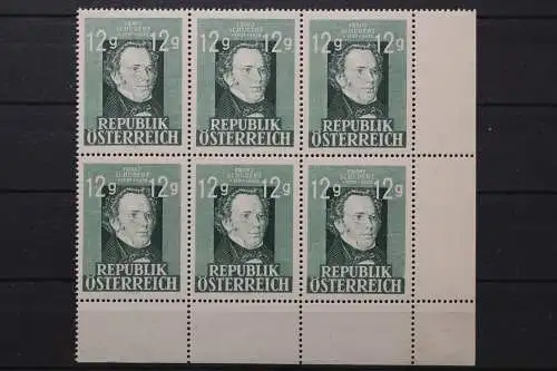 Österreich, MiNr. 801 PLF I, 6er Block Ecke re. unten, postfrisch - 650543