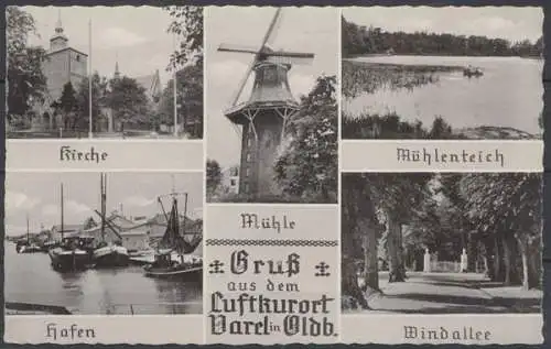 Varel in Oldb., Kirche, Mühle, Mühlenteich, Hafen, Windallee - 411401