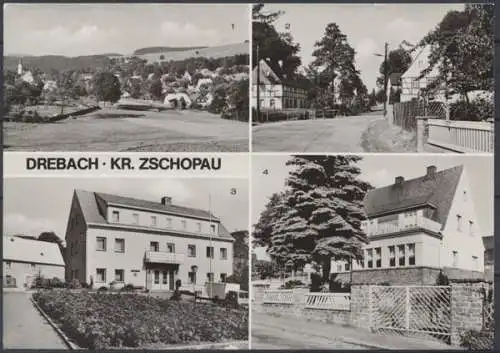 Drebach Kr. Zschopau, Teilansicht, Hauptstraße, Rathaus, Kinderkrippe - 411562