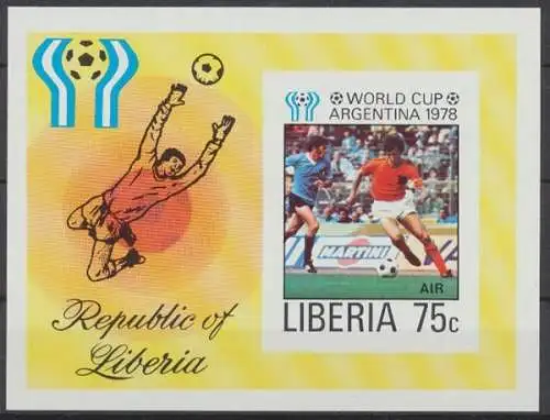 Liberia, Fußball, MiNr. Block 90 B, WM 1978, postfrisch - 601018