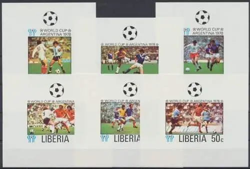 Liberia, Fußball, MiNr. 1061-1066 B, 6 Blöcke, postfrisch - 601025