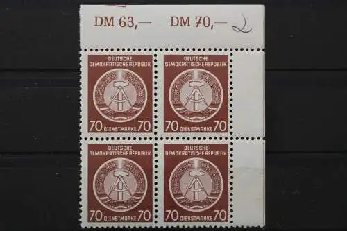 DDR Dienst A, MiNr. 16 x, 4er Block, Ecke rechts oben, postfrisch - 652635