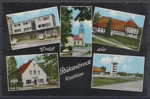 Stuckenbrock / Westfalen, Ladenzeile, Kirche, Pfarrhaus, Cafe Dirkschnieder, Segelflugplatz - 411291