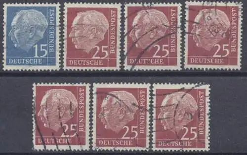 Deutschland (BRD), MiNr. 184 y + 186 y (6), gestempelt - 601437