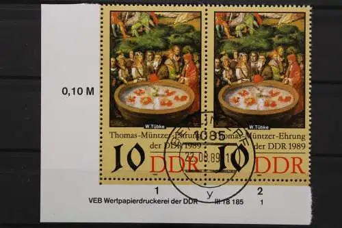 DDR, MiNr. 3270, waagerechtes Paar, Ecke links unten, DV 1, EST - 653278