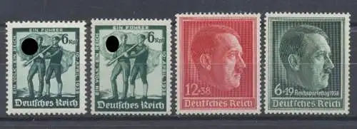 Deutsches Reich, MiNr. 662 + 663 + 664 + 672 x, postfrisch - 601884