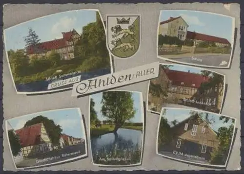 Ahlden / Aller, Schloß, Schule, Geschäftshaus Rotermund, CVJM Jugendheim, Wappen - 411787