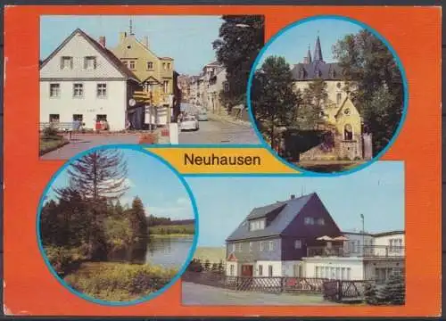 Neuhausen (Kr. Marienberg), Bahnhofstraße, Schloß Purschenstein, Schwemmteiche, Ferienheim "Dachsbaude" - 411947