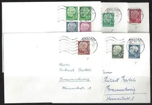 Deutschland (BRD), MiNr. 179-260 y auf 5 Versuchsbriefen, BPP Fotoattest - 690392