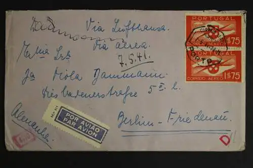 Portugal, Luftpostbrief nach Berlin, Zensurvermerke, 1941 - 510887