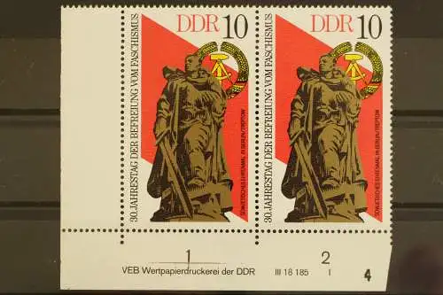 DDR, MiNr. 2038, waag. Paar, Ecke li. unten, DV I, postfrisch - 629440